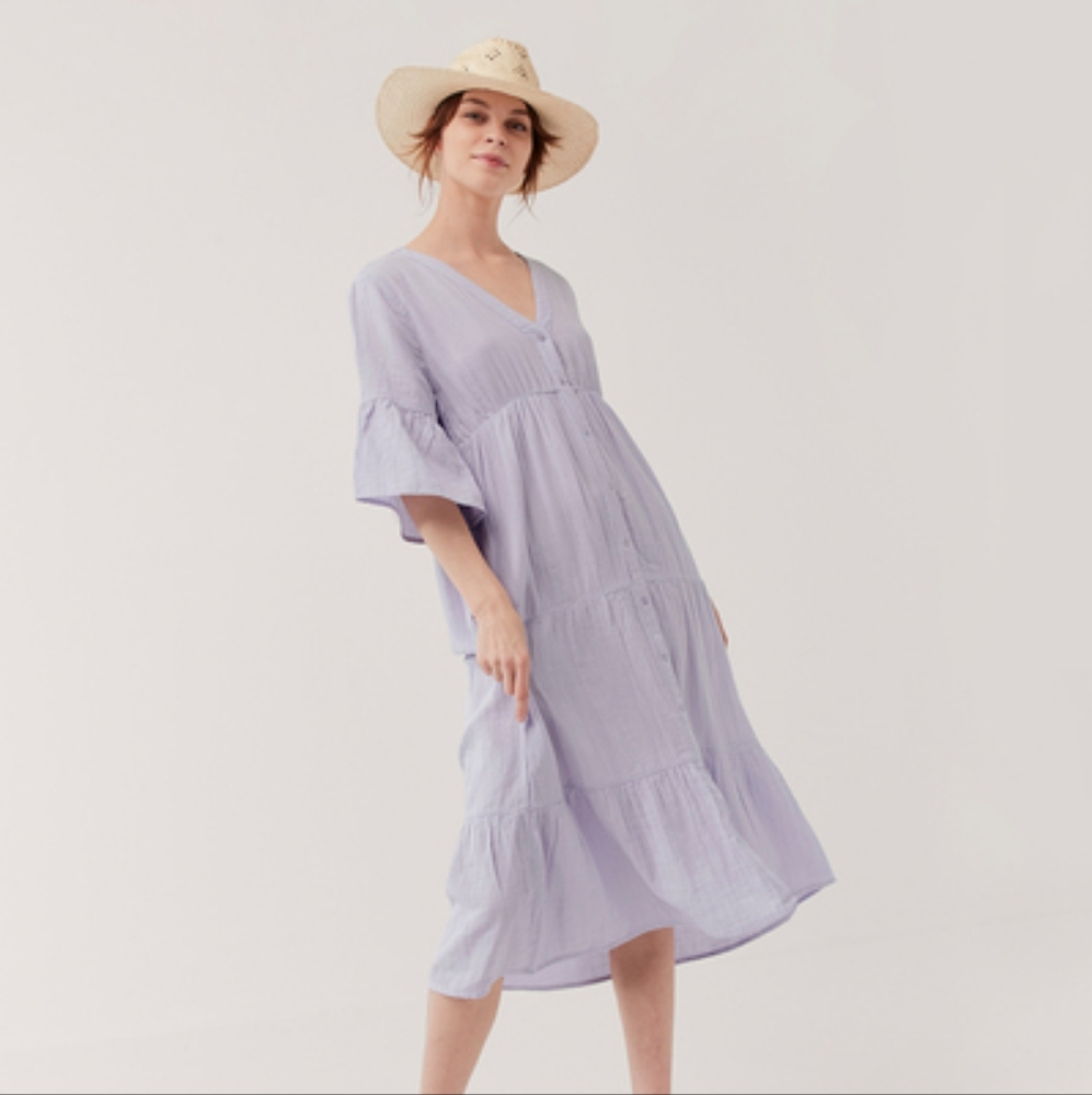 Pact coastal midi dress in wisteria lavender medium NWT